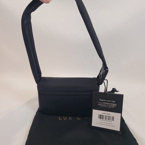 NWT Lux & Nyx Mini Origami Flap Bag Black Magnetic Clasp 7x5x2 - Picture 6 of 7